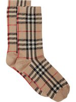 Burberry chaussettes en maille intarsia à motif Vintage Check - Marron