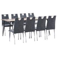 vidaXL 9-delige Eethoek kunstleer zwart