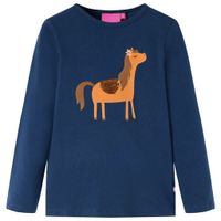 Kindershirt met lange mouwen dierenprint 92 marineblauw - thumbnail