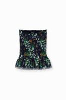 Slim fit minirok met bloemen - BLUE - L