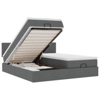 vidaXL Ottoman bed met matrassen en LED's 180x200cm stof donkergrijs