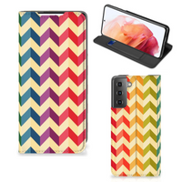 Samsung Galaxy S21 Hoesje met Magneet Zigzag Multi Color - thumbnail