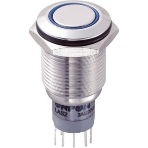 TRU COMPONENTS 701896 LAS2GQF-22ZE/B/12V/S/P Vandalismebestendige drukschakelaar 250 V/AC 3 A 2x aan/aan Continu Blauw 1 stuk(s)