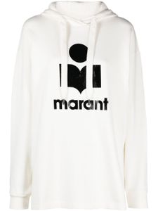 MARANT ÉTOILE flocked logo-print hoodie - Blanc