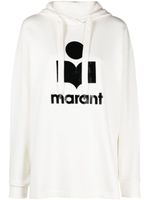 MARANT ÉTOILE flocked logo-print hoodie - Blanc - thumbnail