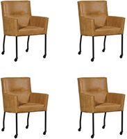 Set van 4 Cognac leren moderne eetkamerstoelen Lucky - Kenia Leer Walnut (cognac leer)