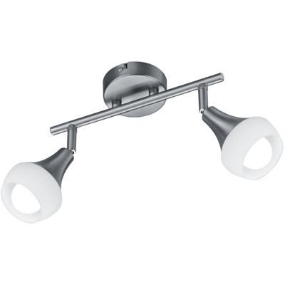 LED Plafondspot - Trion Trompo - E14 Fitting - 2-lichts - Rechthoek - Mat Nikkel - Aluminium
