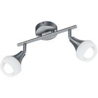 LED Plafondspot - Trion Trompo - E14 Fitting - 2-lichts - Rechthoek - Mat Nikkel - Aluminium