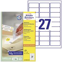 Avery-Zweckform L4737REV-100 Universele etiketten 63.5 x 29.6 mm Papier Wit 2700 stuk(s) Weer verwijderbaar Inkjet, Laser (zwart/wit), Laser (kleur), Kopiëren - thumbnail