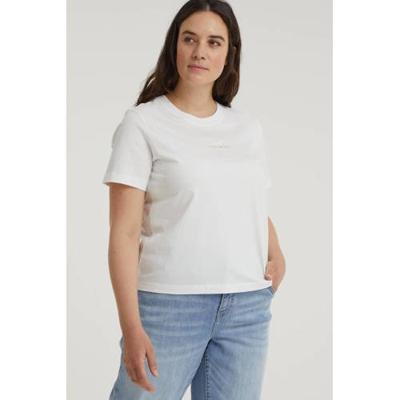 CALVIN KLEIN Plus T-shirt van biologisch katoen wit/ecru
