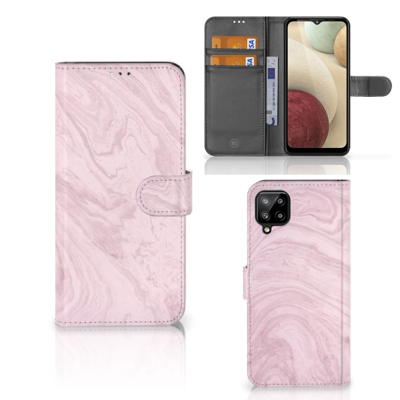 Samsung Galaxy A12 Bookcase Marble Pink - Origineel Cadeau Vriendin Samsung Galaxy A12 Bookcase Marble Pink - Origineel Cadeau Vriendin