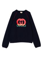 Gucci Kids Interlocking G logo-print sweatshirt - Bleu