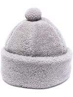 Thom Browne bonnet en peau lainée à pompons - Gris - thumbnail