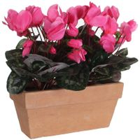 Cyclaam balkon kunstplant roze in keramieken pot L29 x B13 x H33 cm