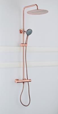 Saniclear Copper opbouw regendouche 30cm met thermostaatkraan en 3 standen handdouche koperkleurig