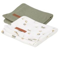 Little Dutch swaddle doeken 70 cm Pure Olive | Sailors Bay White Maat - thumbnail