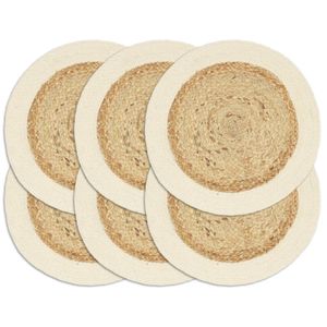 VidaXL Placemats 6 st rond 38 cm jute en katoen natuurlijk