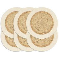 VidaXL Placemats 6 st rond 38 cm jute en katoen natuurlijk - thumbnail