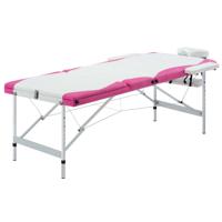 VidaXL Massagetafel inklapbaar 3 zones aluminium wit en roze