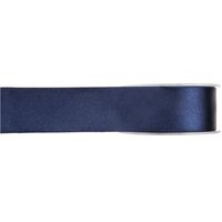 1x Hobby/decoratie navyblauwe satijnen sierlinten 1,5 cm/15 mm x 25 meter - thumbnail