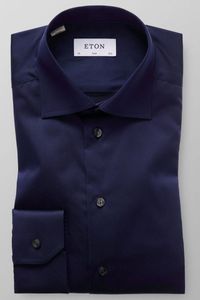 ETON Slim Fit Overhemd marine, Effen