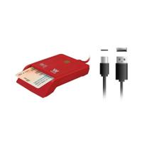 Woxter Elektronische DNI-speler met type C-aansluiting - intelligente elektronische DNI, DNI 3.0 en 4.0, type C, compatibel met pc en Mac, met type C naar USB A-adapter. Kleur rood