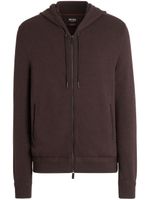 Zegna hoodie en laine à fermeture zippée - Marron