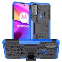 Antislip Motorola Moto E20/E30/E40 Hybride Hoesje met Standaard - Blauw / Zwart