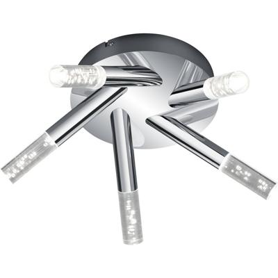 LED Plafondlamp - Badkamerlamp - Trion Balo - 15W - Warm Wit 3000K - 5-lichts - Rond - Glans Chroom - Spatwaterdicht