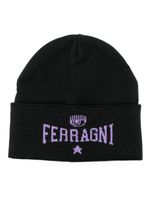 Chiara Ferragni bonnet à logo en intarsia - Noir - thumbnail