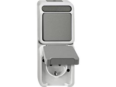 Merten 4075000 AquaStar Compleet Schakel-/stopcontact combinatie spatwaterdicht Lichtgrijs 1 stuks