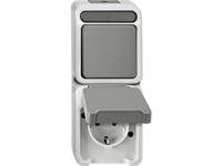 Merten 4075000 AquaStar Compleet Schakel-/stopcontact combinatie spatwaterdicht Lichtgrijs 1 stuks