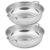 Keuken vergieten/zeef - set van 2x stuks - rvs metaal - zilver - Dia 25,5 en 31.5 cm - thumbnail