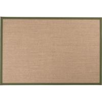 Vloerkleed Linna grijs 200x290 met olijfgroene band