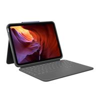 Logitech Rugged Folio Keyboard Case voor iPad (10e generatie en A16) met Smart Connector en duurzaam, morsbestendig toetsenbord, US International QWERTY indeling - Grijs
