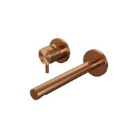 Inbouw Wastafelmengkraan Brauer Copper Edition Coldstart Rechte Uitloop Korte Ronde Hendel Links Geborsteld Koper PVD Met Rozetten Brauer