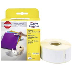 Avery-Zweckform Rol met etiketten Compatibel vervangt DYMO 11355, S0722550 19 x 51 mm Papier Wit 500 stuk(s) Weer verwijderbaar Universele etiketten AS0722550