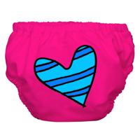 Charlie Banana 2-in-1 Zwemluier en Oefenbroekje- Blue Petit Coeur on Hot Pink - Maat M (7-9 kilo) - thumbnail