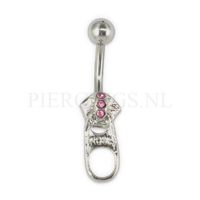 Navelpiercing rits roze - thumbnail