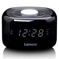 Lenco CR-12 Klokradio - Wekker met Nachtlichtfunctie - Easy Snooze - Slaaptimer - Twee wektijden - 20 voorkeuzezenders - Instelbare helderheidsregeling - zwart, 117 x 117 x 71 mm