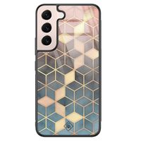 Samsung Galaxy S22 glazen hardcase - Cubes art - thumbnail