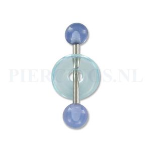 Tongpiercing acryl met donut licht blauw