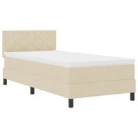 vidaXL boxspringbed met matras & LED licht crèmekleurig 90x200 cm stof