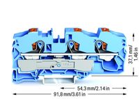 WAGO 2216-1304 Doorgangsklem 12 mm Push-In-klem Blauw 20 stuk(s) - thumbnail