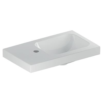 Geberit iCon fontein 53x31 cm, met kraangat en aflegvlak links, zonder overloop, wit Geberit iCon fontein 53x31 cm, met kraangat en aflegvlak links, zonder overloop, wit