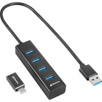Sharkoon 4-Port USB 3.2 GEN 1 aluminium hub, zwart