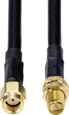 SpeaKa Professional Antenne Verlengkabel [1x RP-SMA-stekker - 1x RP-SMA-bus] 1.00 m Zwart