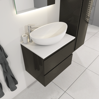 SaniGoods Sally badkamermeubel 60cm grijs glans met Solid Surface waskom ovaal - thumbnail