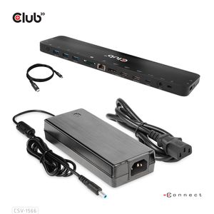 CLUB3D USB Gen1 Type-C Triple Display DP Alt mode & met Displaylink Dynamisch PD Charging Dock met 120 Watt PS *Geschikt voor zwaardere laptop batterijen