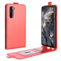 OnePlus Nord Verticale Flip Case met Kaartsleuf - Rood